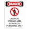 Signmission Safety Sign, OSHA Danger, 5" Height, Portrait Chemical Storage, Portrait OS-DS-D-35-V-1913 - alternate 1